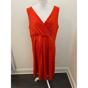 Lands End Sleeveless Orange Faux Wrap Dress Size 1X